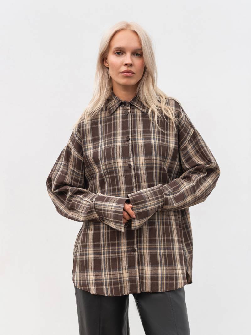 Рубашка "Паттерн" Romashka, Коричневый+, L|ХL 19598