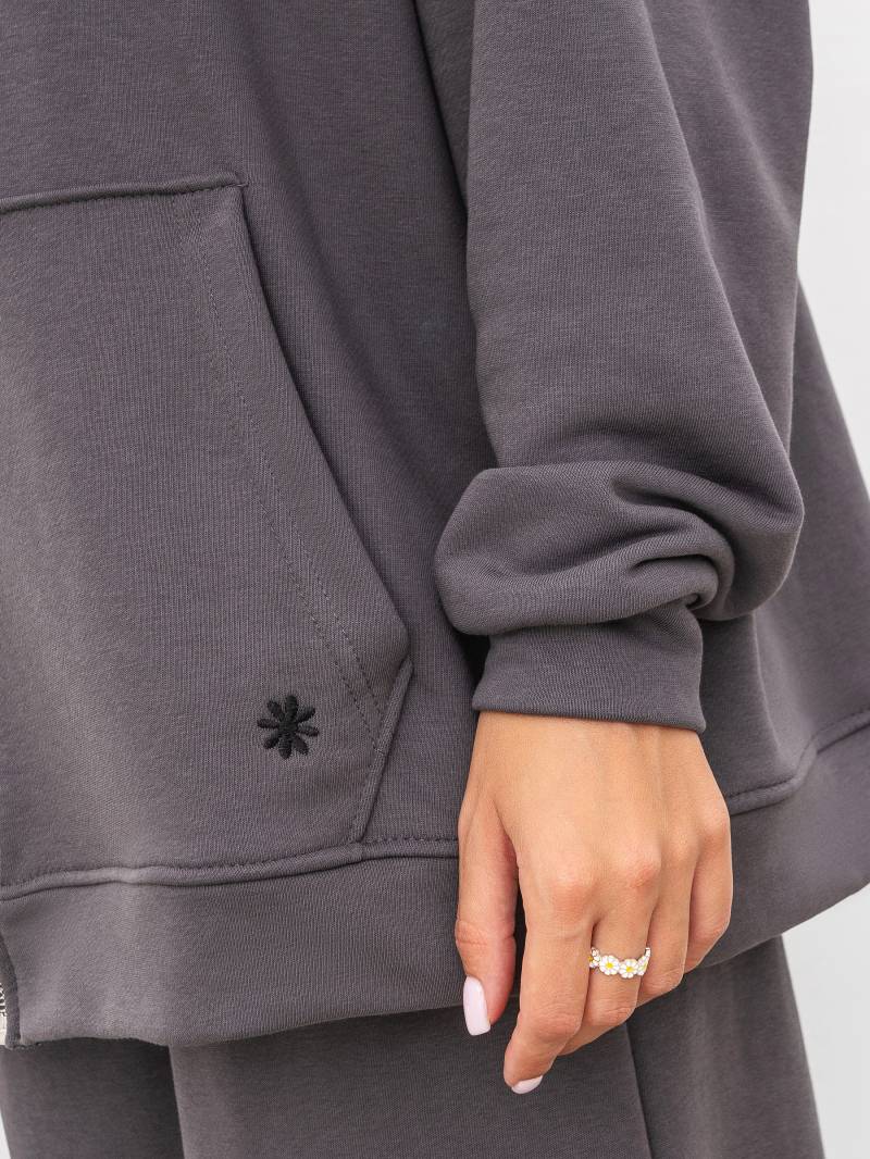 Худи на молнии "Анако" с капюшоном Romashka, Серый, L|XL 16828