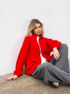 Удлиненный флисовый бомбер &quot;Норд&quot; Romashka, Красный, M|L 19950