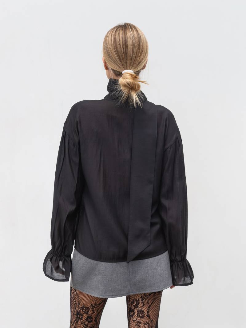 Блуза из тенселя "Сонет" Romashka, Черный, M|L 20191