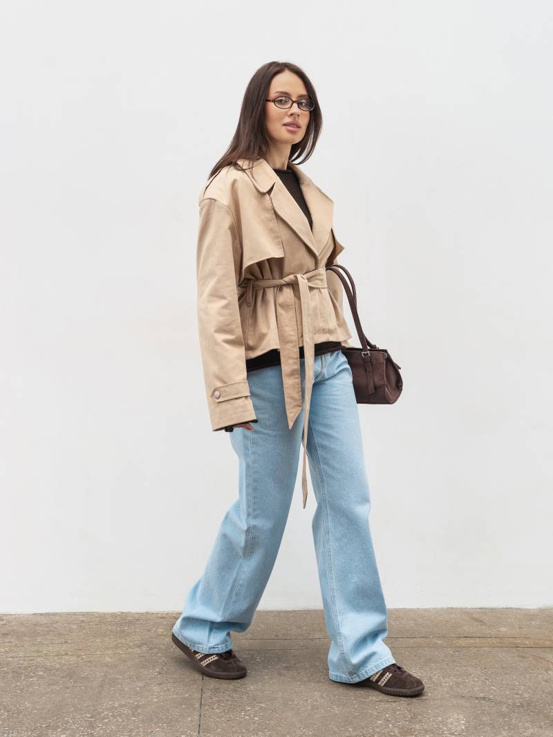 Укороченный тренч "Аксис" Romashka, Бежевый, M|L 20161