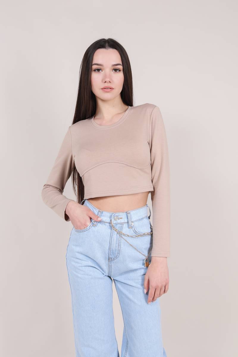 Топ "Бостон" с длинным рукавом Romashka, Бежевый, L (4577)