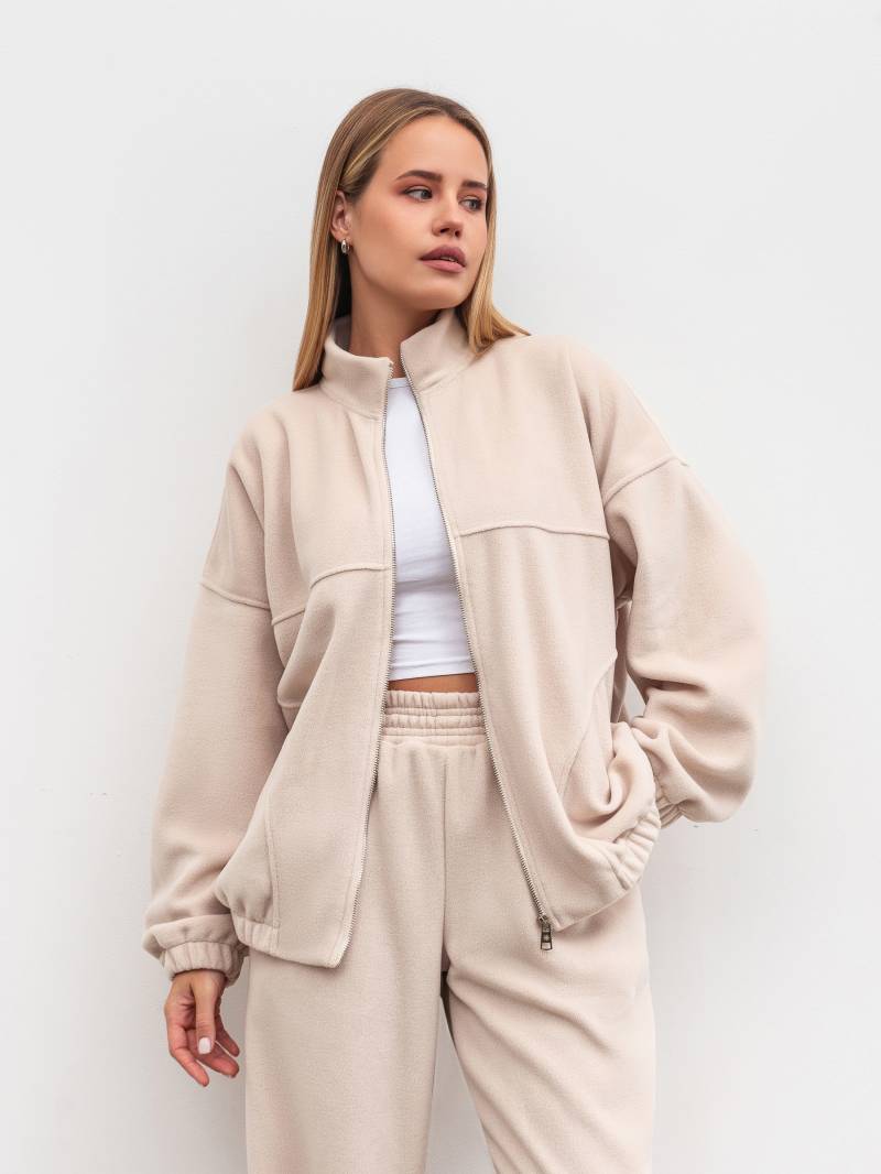 Удлиненный флисовый бомбер "Норд" Romashka, Бежевый, XS|S 19778