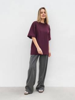 Футболка з цупкої 100% бавовни «Бейсік» Romashka, Бордовый, One size Tall 18923