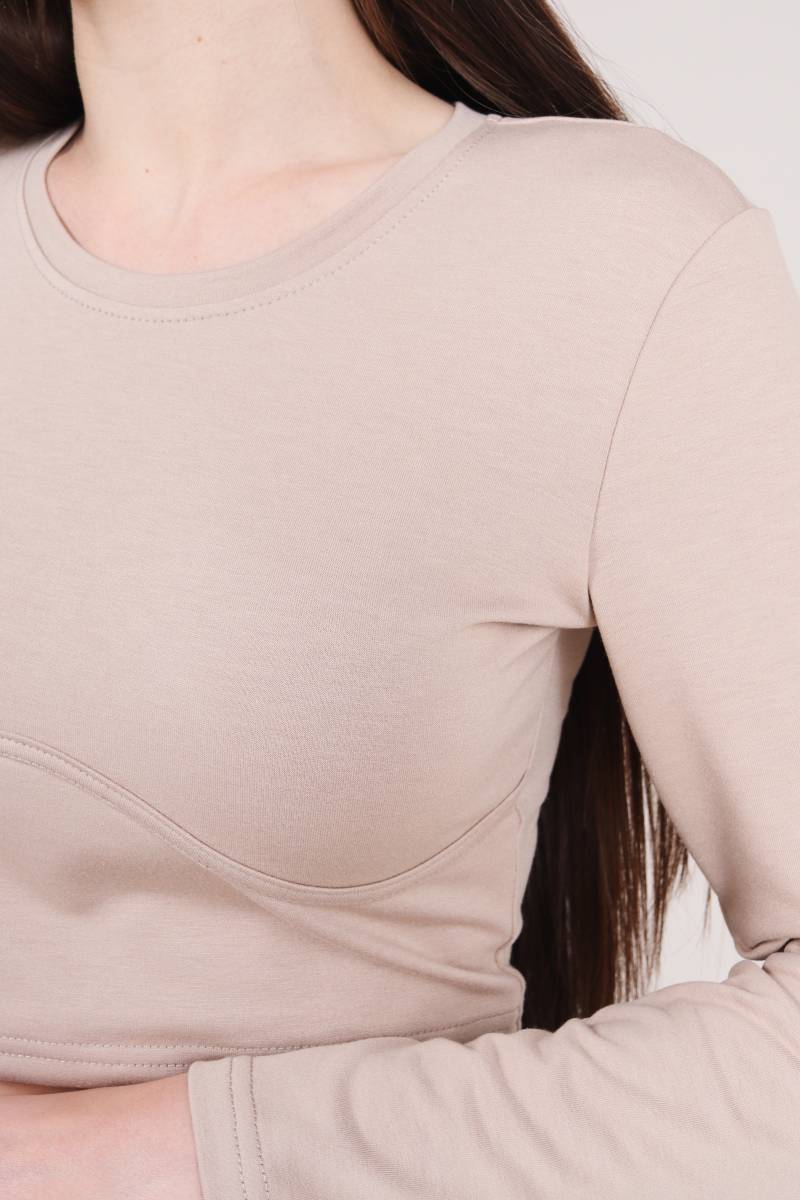 Топ "Бостон" с длинным рукавом Romashka, Бежевый, L (4577)