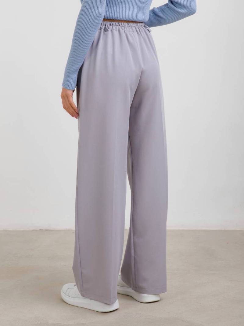 Брюки &quot;Хельсинки&quot; с защипами и высокой посадкой Romashka, Серый, M (9357)