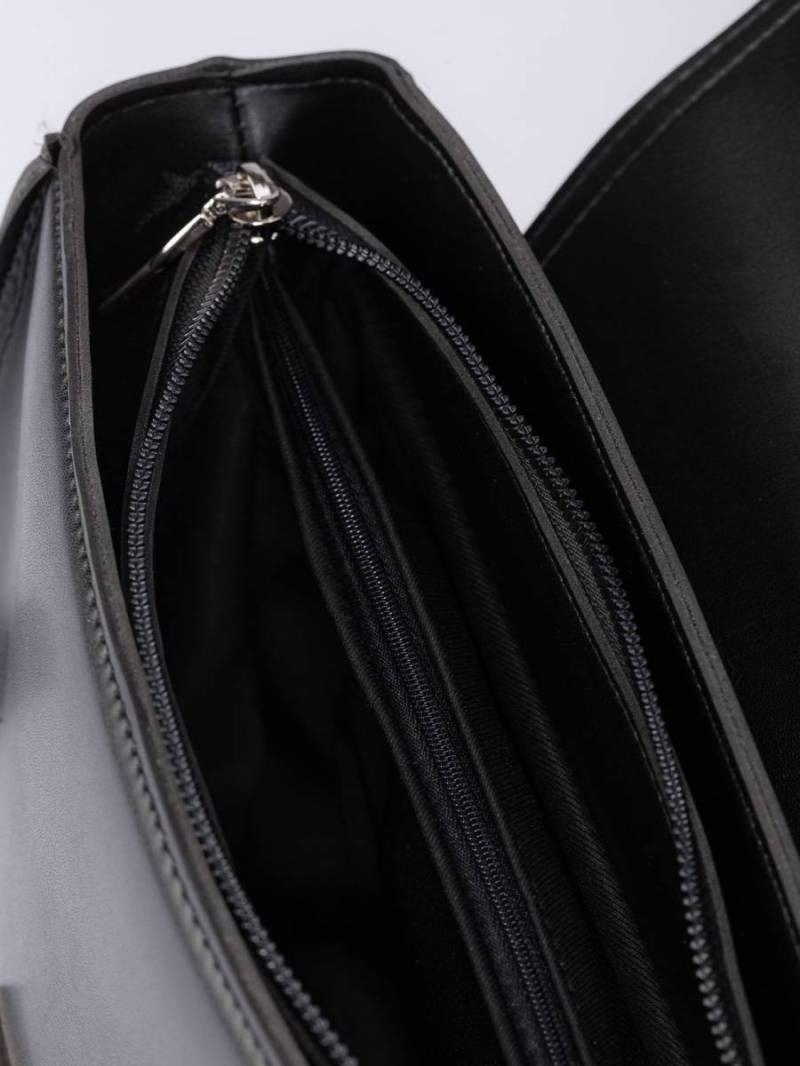 Сумка трапеция "Пеория" классическая в виде конвертика с замком фурла Romashka, Черный (1063)