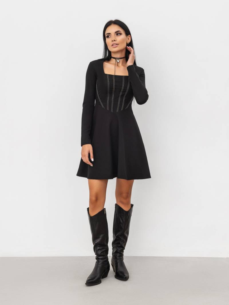 Платье "Луизиана" с имитацией корсета Romashka, Черный, S|M 12780