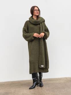 Вязаное платье "Кассель" Romashka, Оливковый, One size 19807
