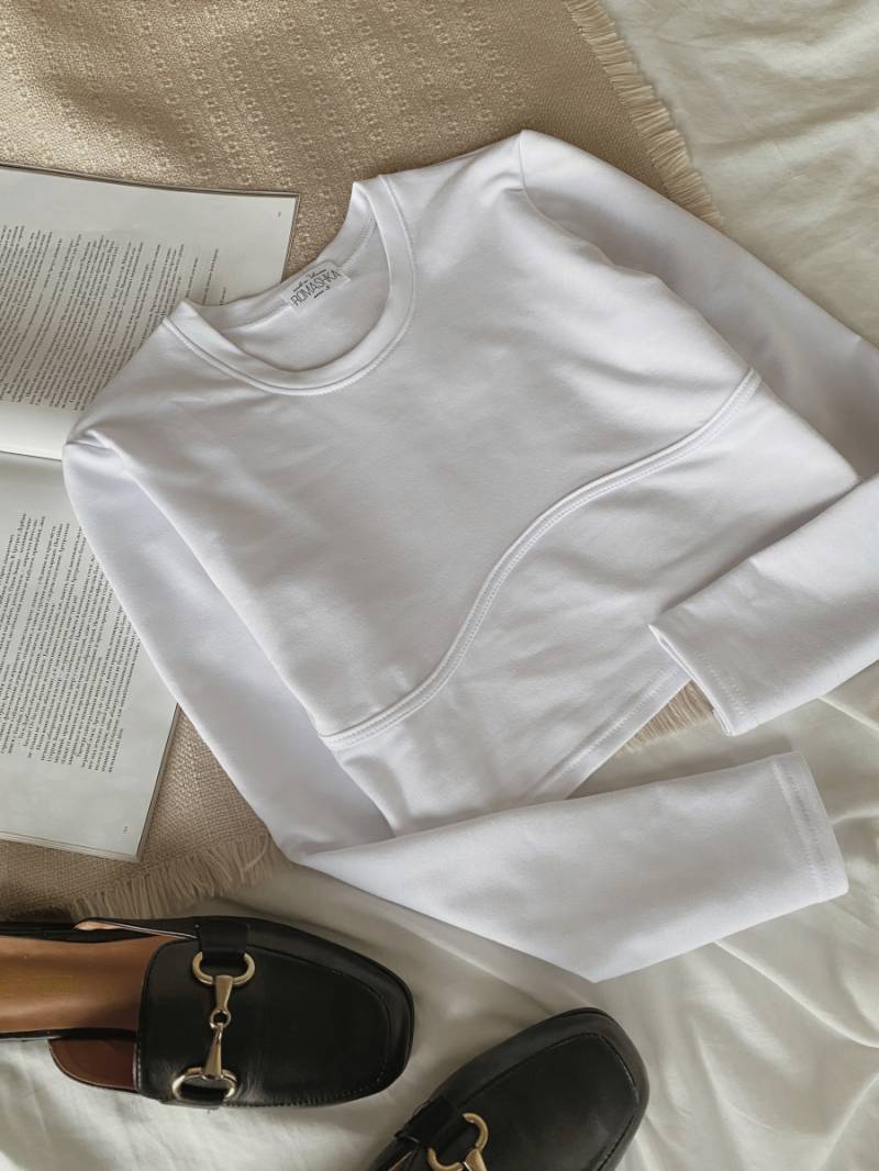 Топ "Бостон" с длинным рукавом Romashka, Белый, М (3938)