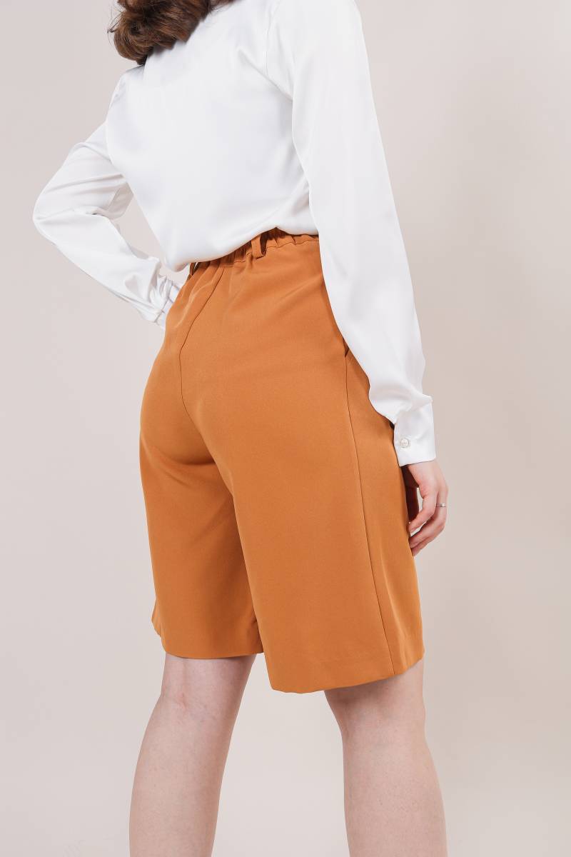 Шорты-бермуды "Колорадо" с высокой посадкой под пояс Romashka, Терракотовый, M (4183)