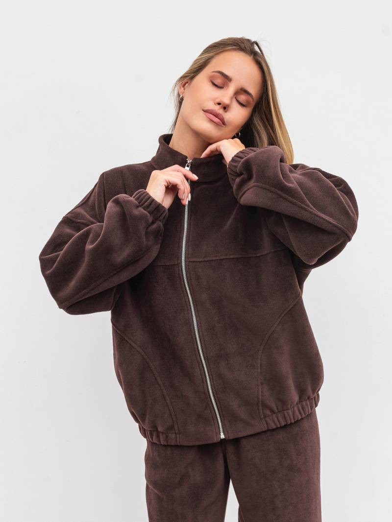 Удлиненный флисовый бомбер "Норд" Romashka, Коричневый, XS|S 19781
