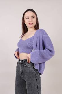 Кардиган с топом "Ханой" вязаный Romashka, Лиловый, One size 5695
