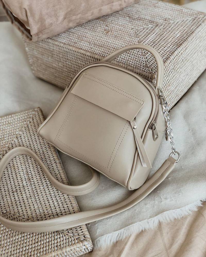 Сумка-бочонок "Салинас" на молнии с длинным ремешком в комплекте БРАК, Бежевый 12629