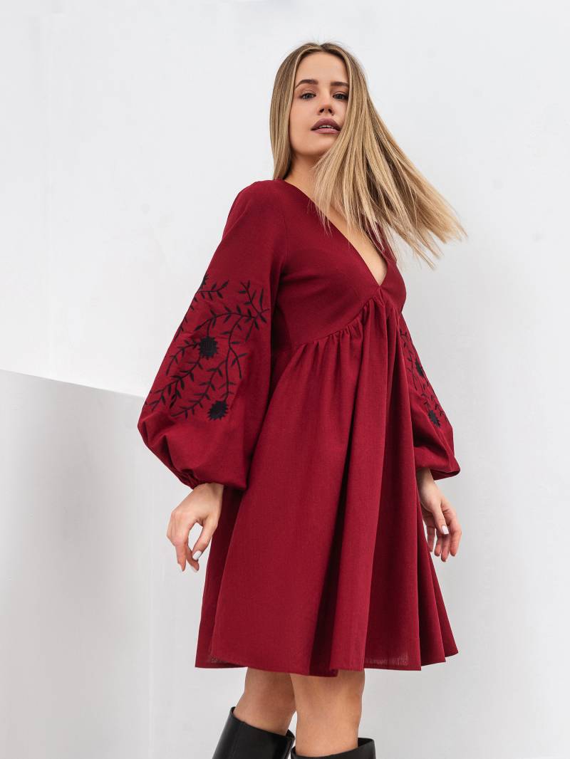 Платье с вышивкой "Калькутта" Romashka, Бордовый, XL 19176