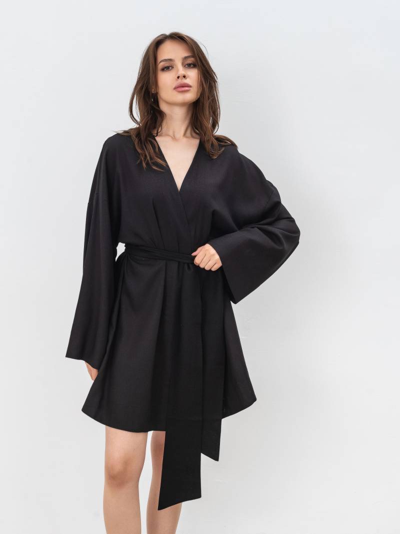 Платье кимоно "Токио" с пояском Romashka, Черный, M|L 17964