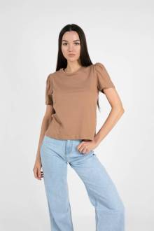 Футболка "Атенс"с рукавами-фонариками однотонная Romashka, Песочный, S (4124)