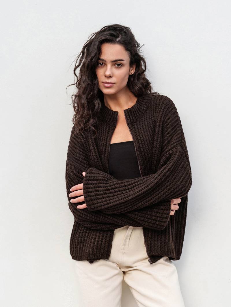 Вязаный бомбер "Данди" Romashka, Темно-коричневый, Оne size 19732