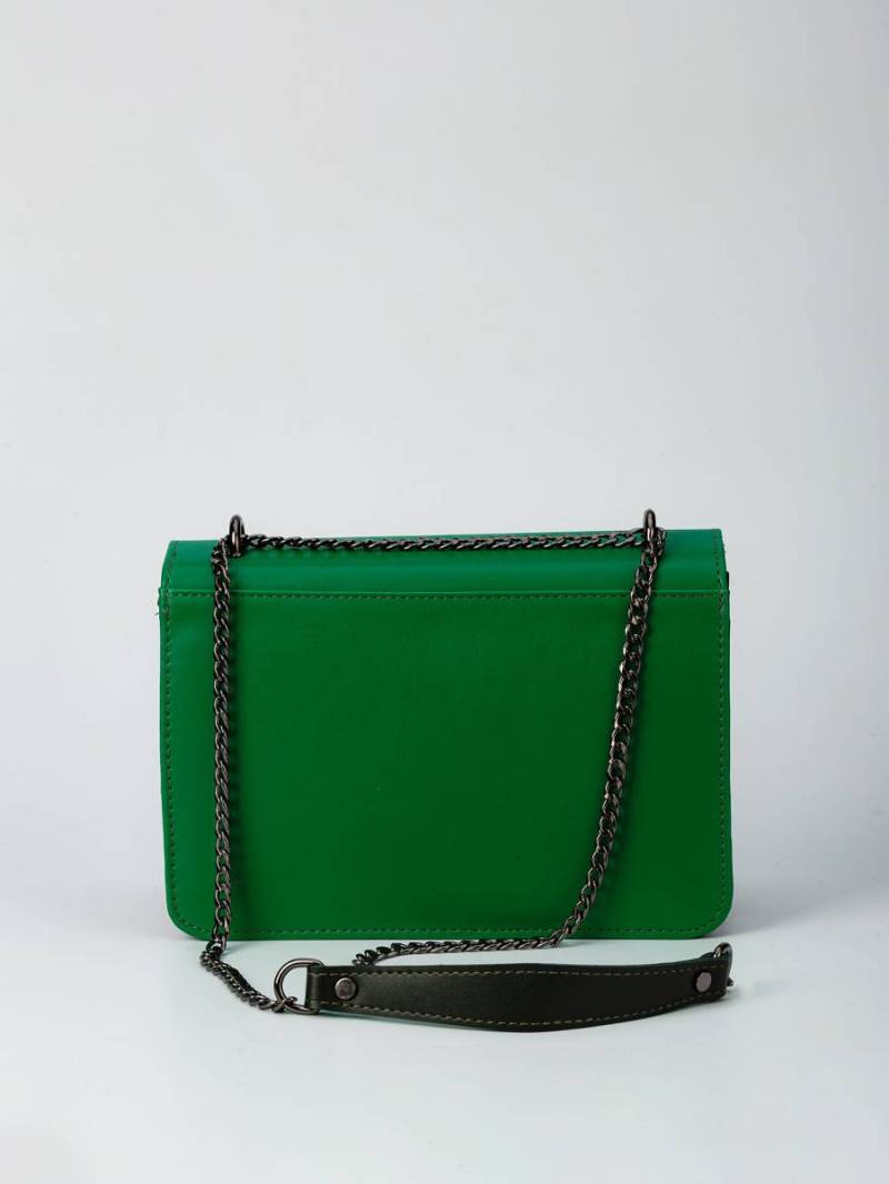 Клатч "Братислава" на цепочке прямоугольный гармошкой обьемный Romashka, Зеленый 10305