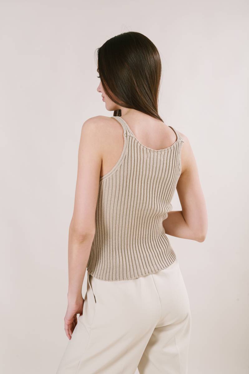 Майка "Бельгия" вязаная базовая на бретелях Romashka, Бежевый (3451)
