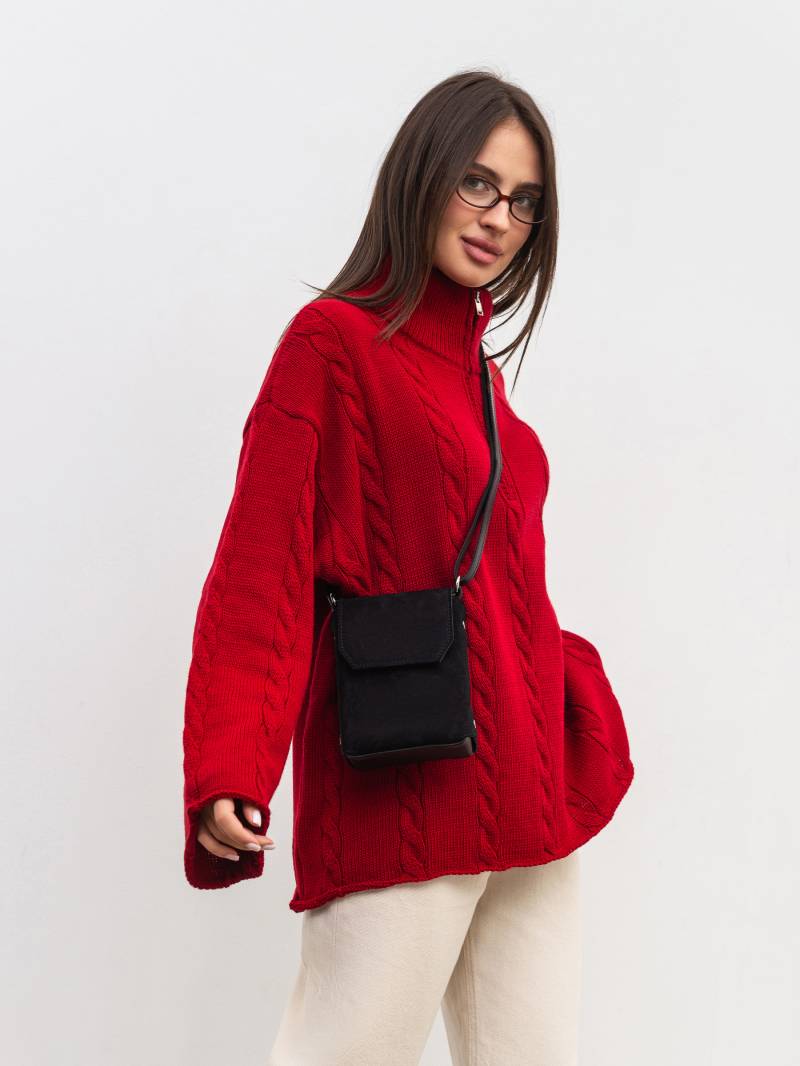 Сумка с комбинацией натуральной замши "Тея" Romashka, Черный+ 19924