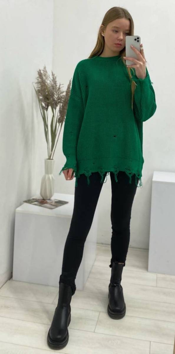 Свитер удлиненный «Виргиния» БРАК, Зеленый 13300