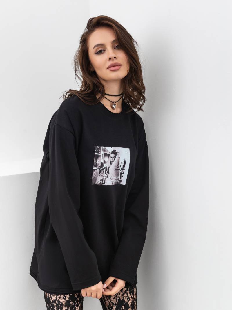 Лонг «Бриджит» с принтом Romashka, Черный, One size 17096
