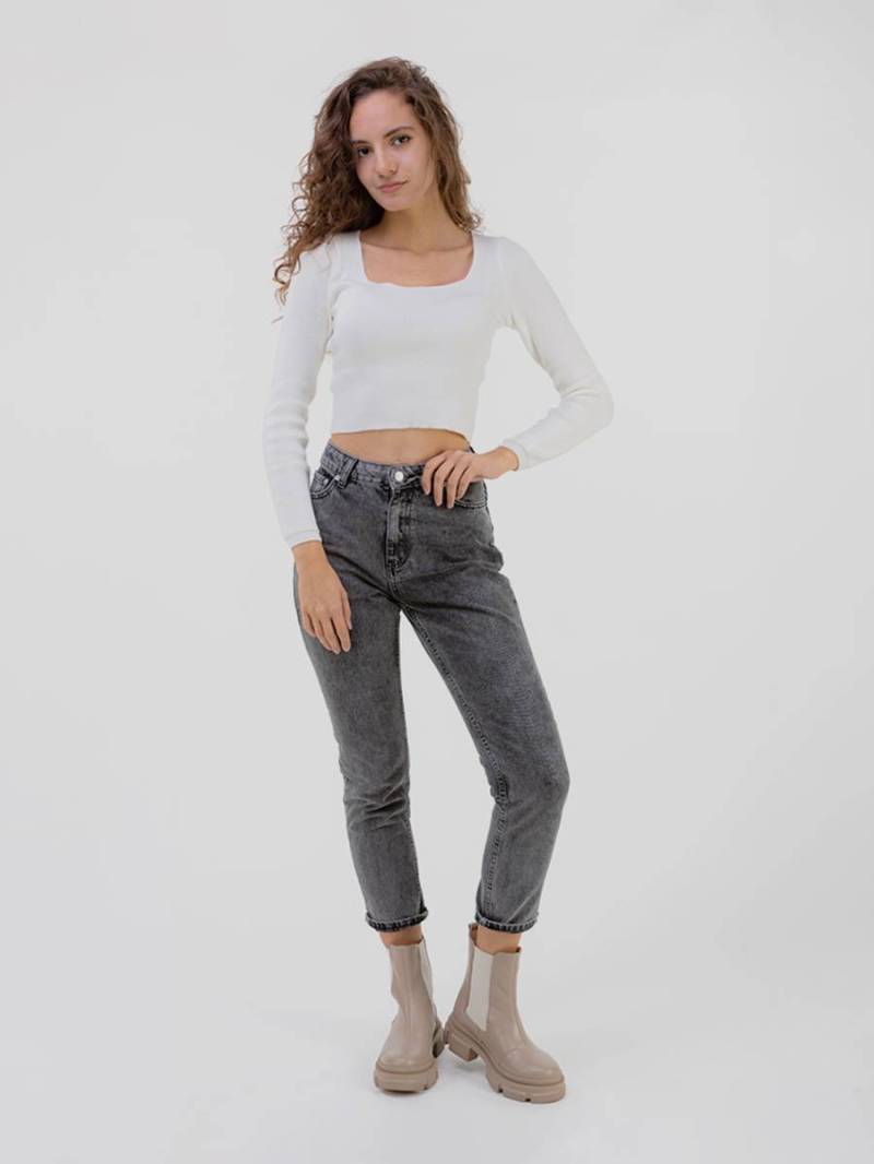 Топ "Брайтон" трикотажный с квадратным вырезом Romashka, S|M, Белый (5217)