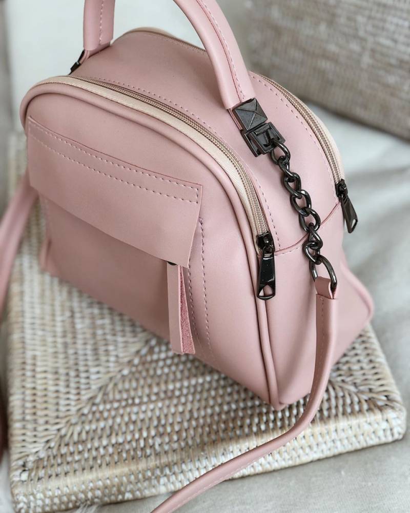 Сумка-бочонок "Салинас" на молнии с длинным ремешком в комплекте Romashka,, Светлая пудра (1097)