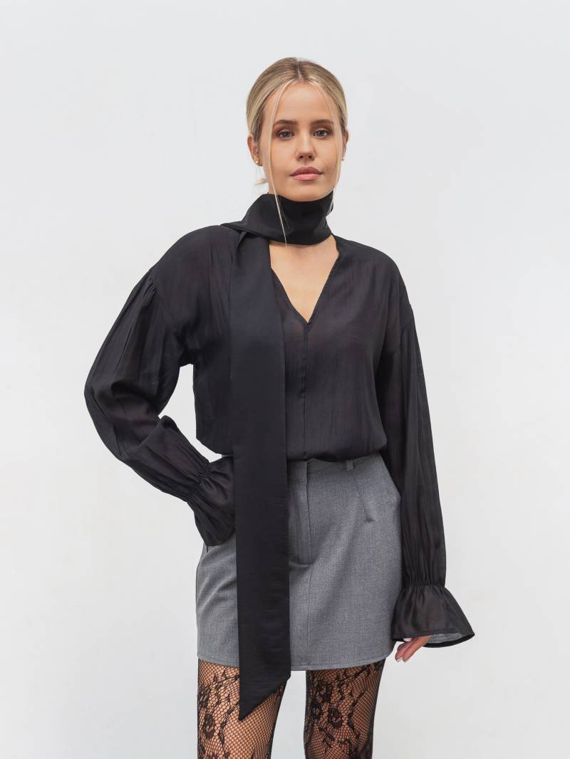 Блуза из тенселя "Сонет" Romashka, Черный, XS|S 20189