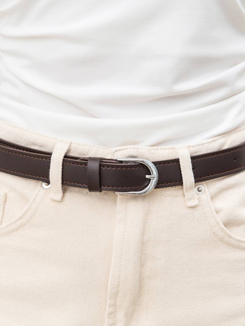 Ремешок «Акцент» Romashka, Коричневый с серебряной пряжкой 19360