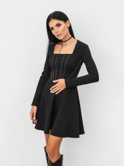 Платье "Луизиана" с имитацией корсета Romashka, Черный, S|M 12780