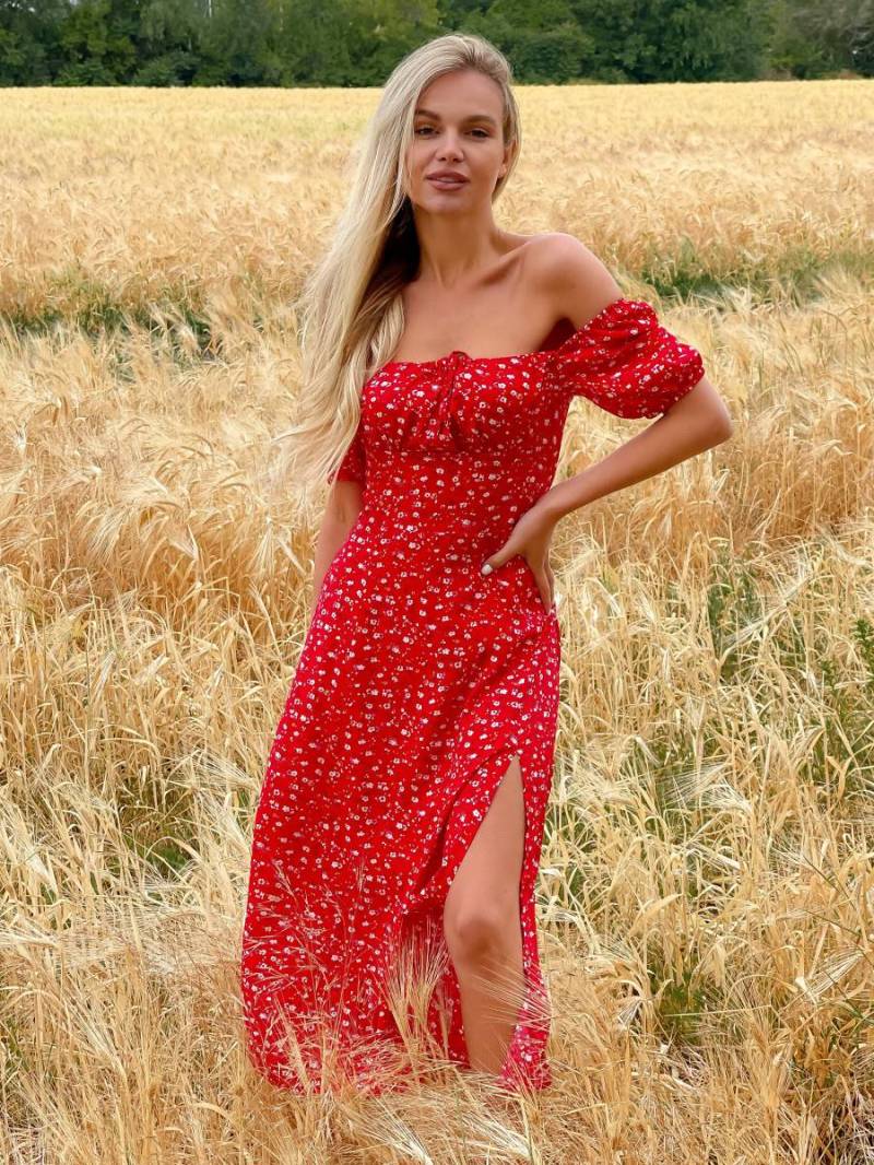 Платье «Сорренто» в мелкий цветочный принт Romashka, Красный, L 13480