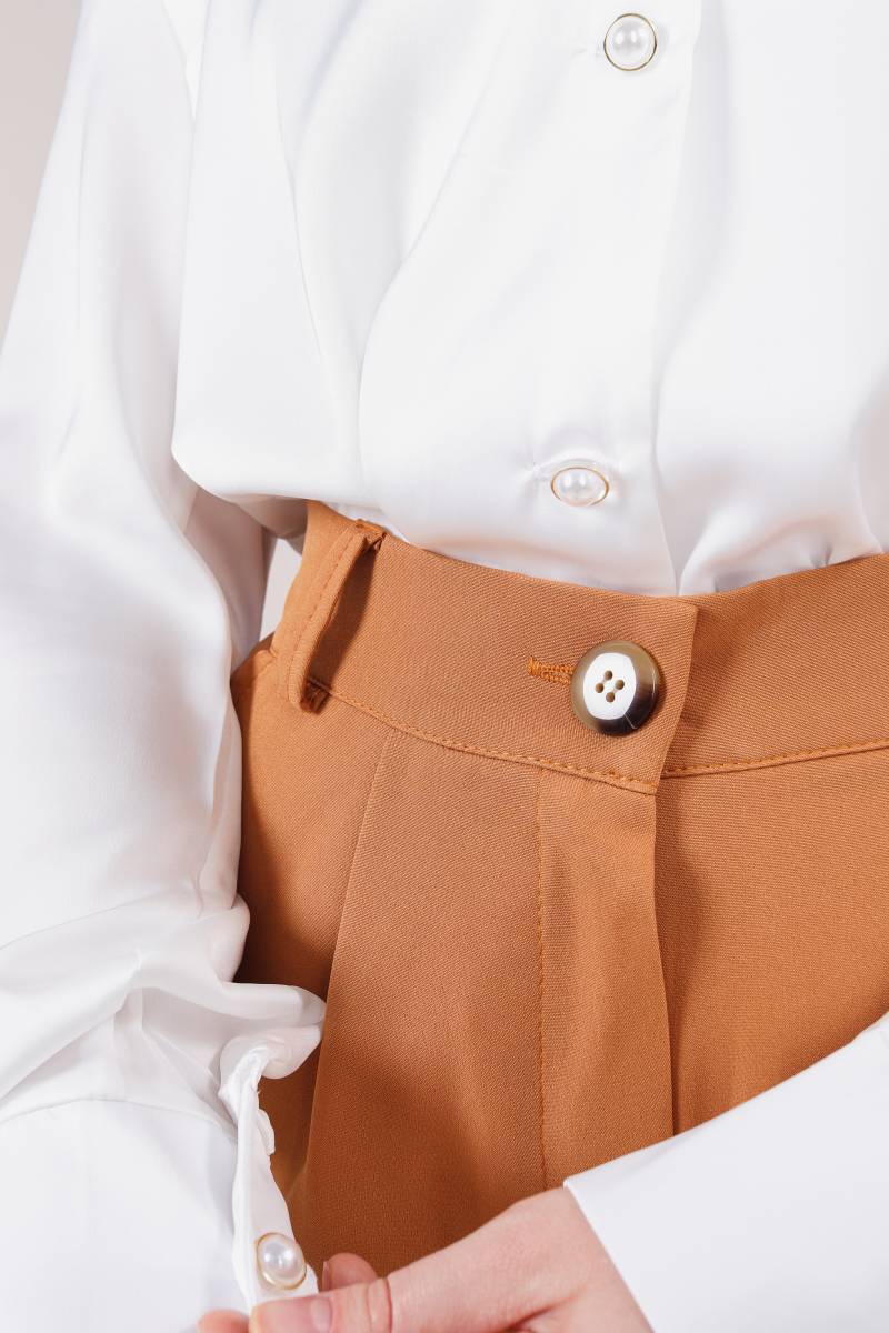 Шорты-бермуды "Колорадо" с высокой посадкой под пояс Romashka, Терракотовый, M (4183)