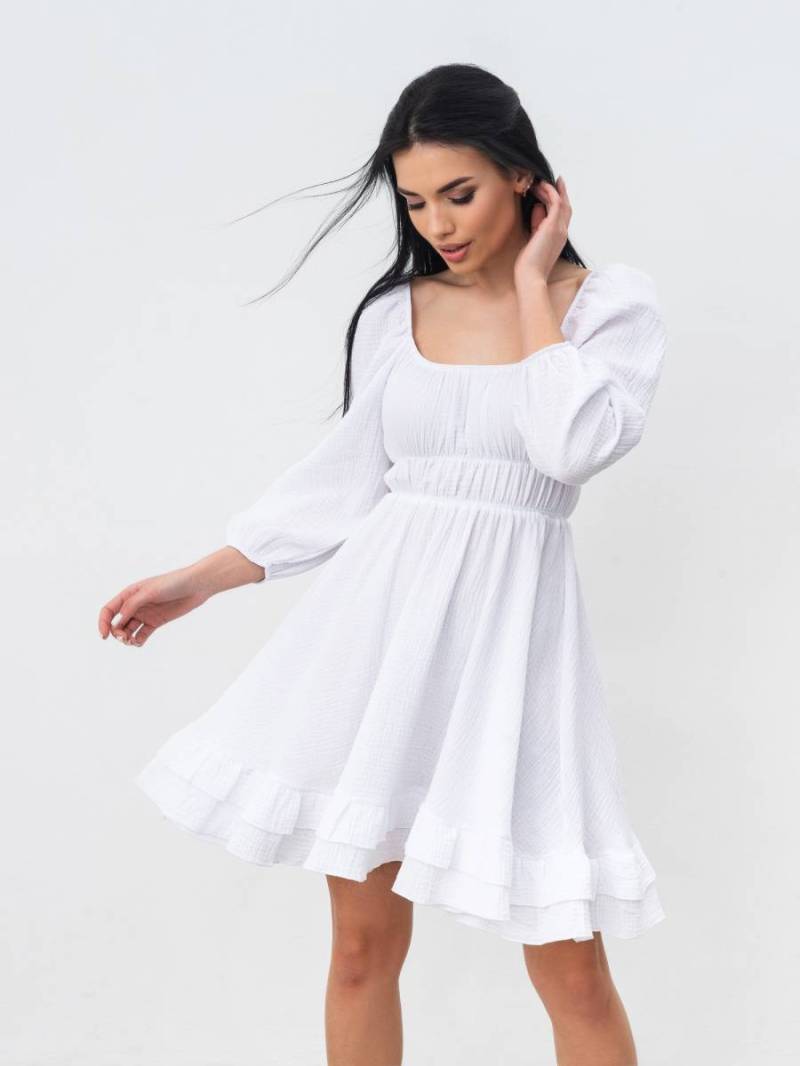 Платье с воланами "Авила" Romashka, Белый, M|L 13465