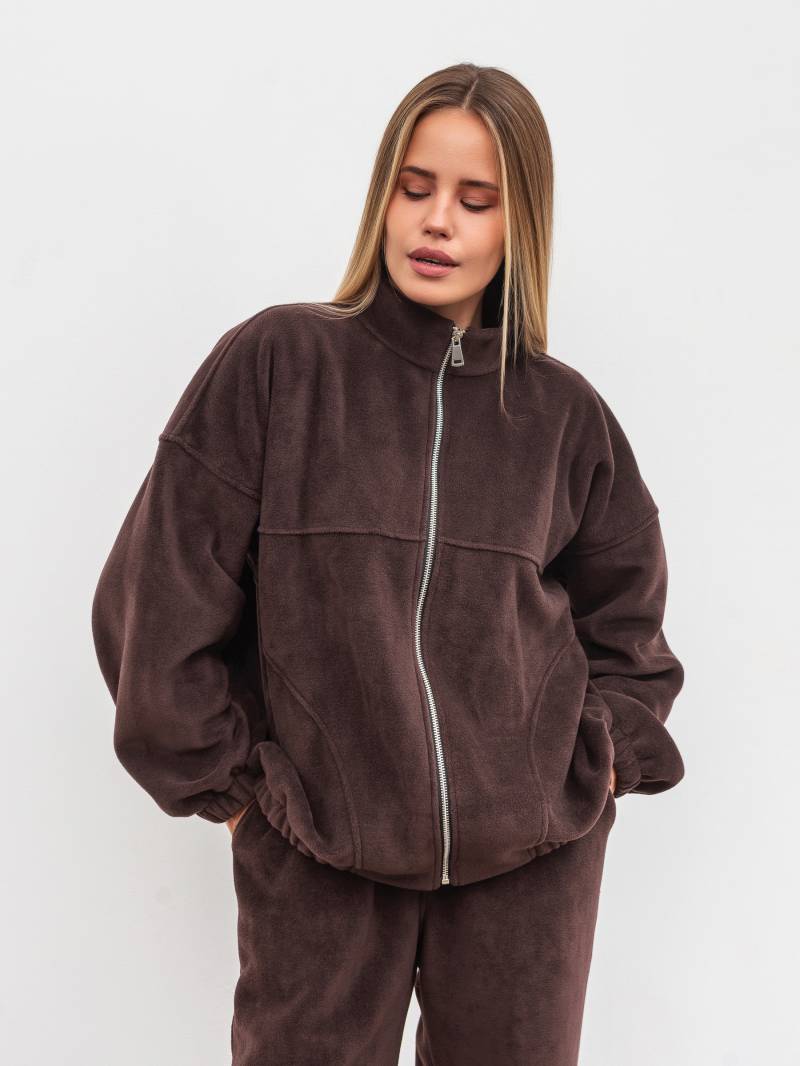 Удлиненный флисовый бомбер "Норд" Romashka, Коричневый, XS|S 19781