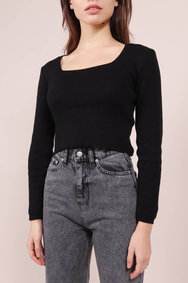 Топ "Брайтон" трикотажный с квадратным вырезом Romashka, S|M, Черный (5219)