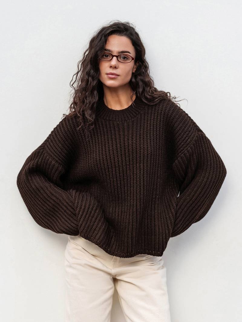 Свитер "Кентукки" свободного кроя Romashka, Темно-коричневый, One size 19731