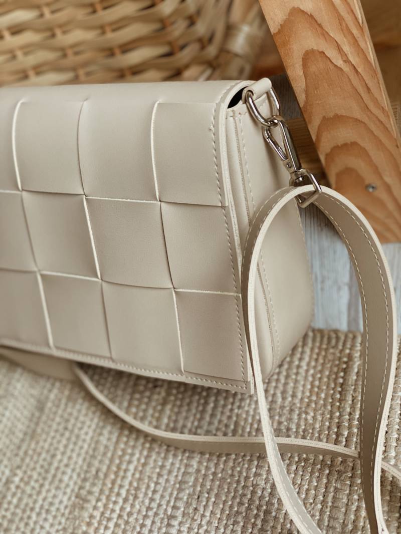 Сумка кросс-боди "Тулон" с плетением БРАК, Бежевый 12097