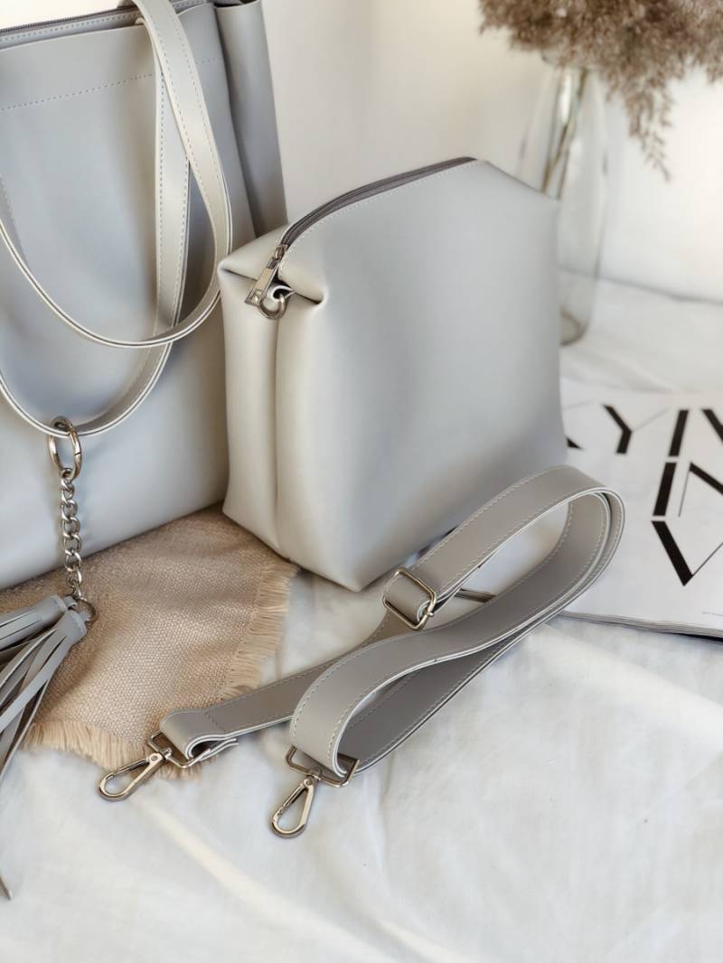 Шоппер "Равенна" с кисточками с длинными ручками и ремнем БРАК, Серый 11533