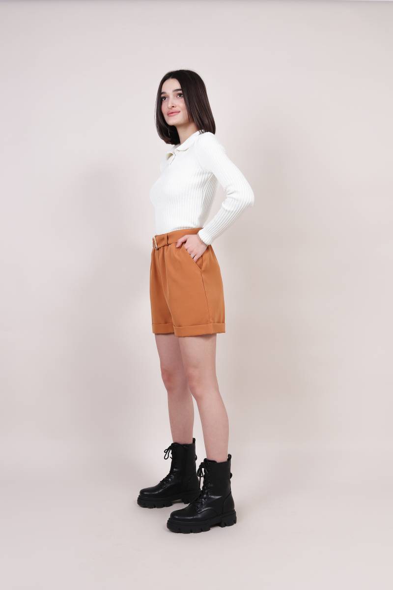 Шорты "Техас" с подворотом на пояске Romashka, Терракотовый, M (4194)