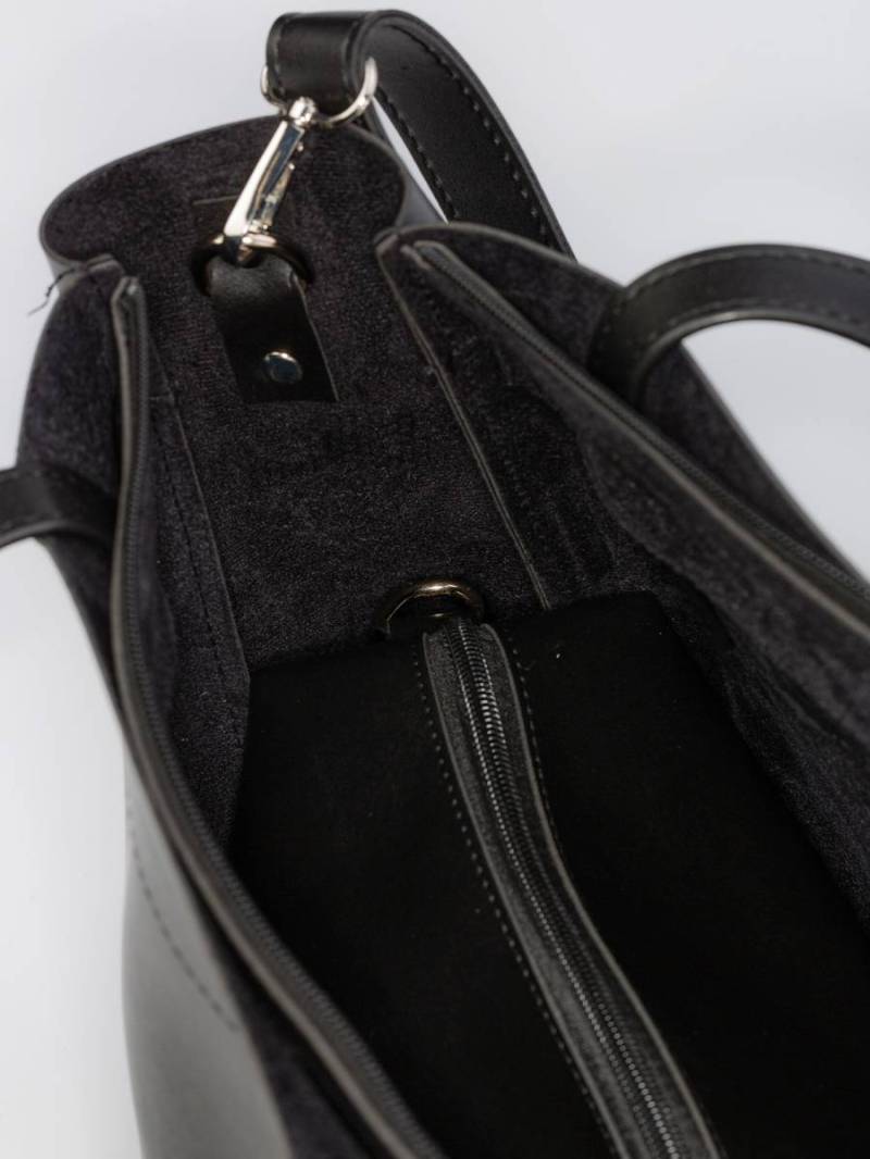 Шоппер "Равенна" с кисточками длинными ручками и ремнем Romashka, Черный (738)