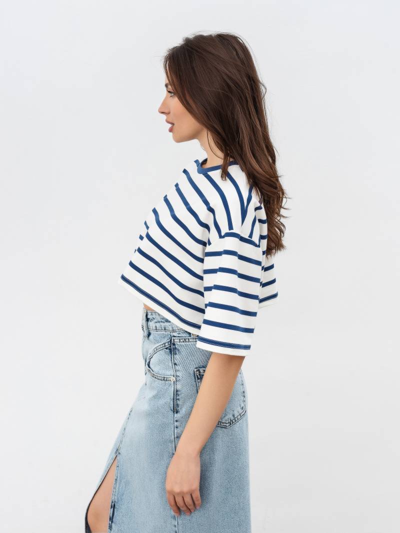 Футболка "Орхус" укороченная Romashka, Синий+, One size 15522