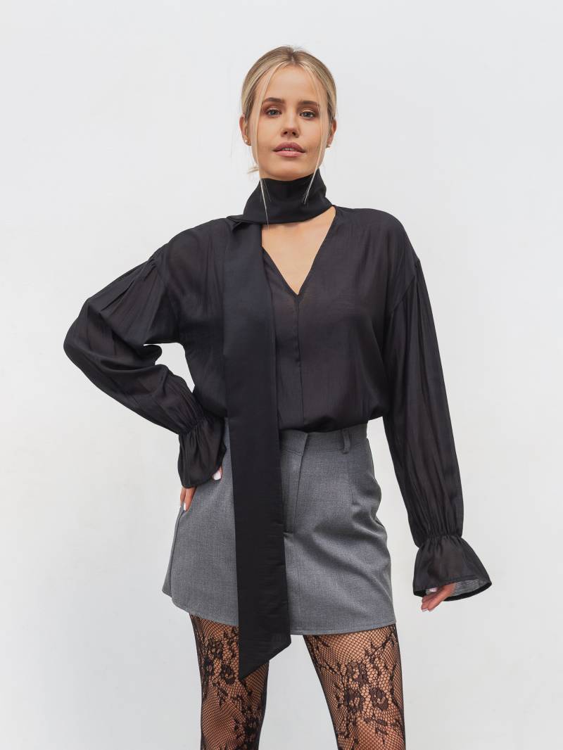 Блуза из тенселя "Сонет" Romashka, Черный, M|L 20191