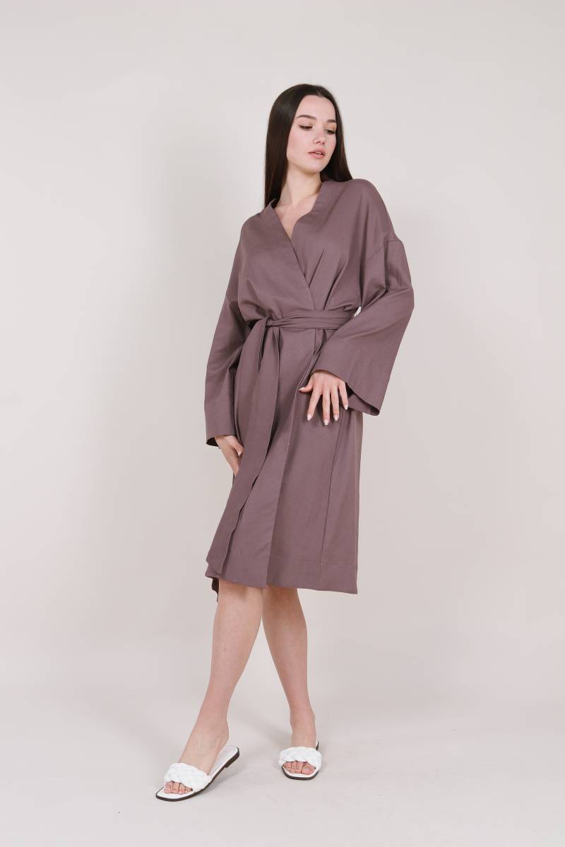 Платье кимоно "Токио" длины миди с пояском Romashka, Кофейный, One size (4651)