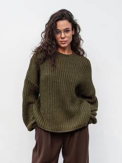 Свитер "Кентукки" свободного кроя Romashka, Оливковый, One size 19705