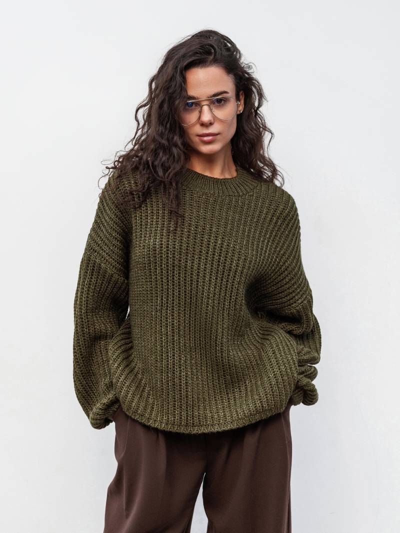 Свитер "Кентукки" свободного кроя Romashka, Оливковый, One size 19705