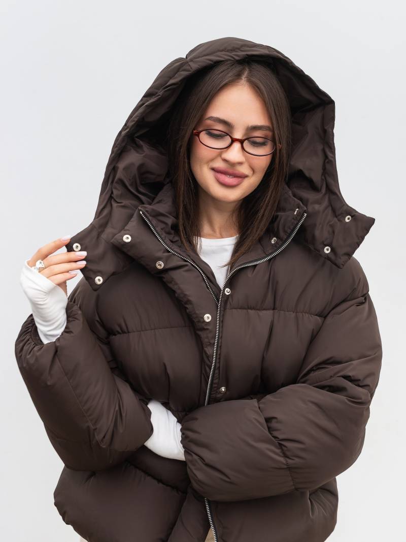 Пуховик "Монблан" Romashka, Коричневый, M|L 19864