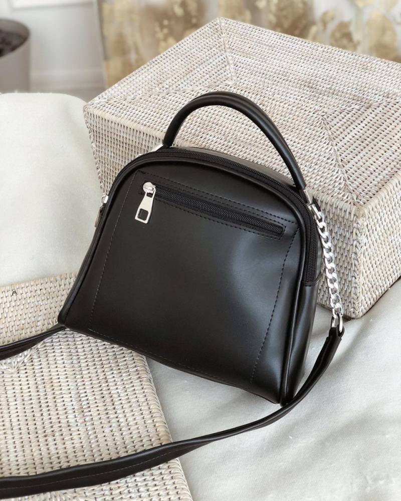 Сумка-бочонок "Салинас" на молнии с длинным ремешком в комплекте Romashka, Черный (1101)