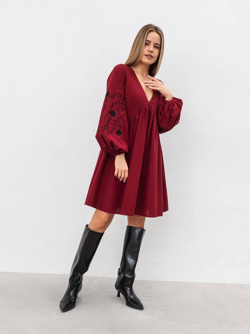 Платье с вышивкой "Калькутта" Romashka, Бордовый, XS 19172